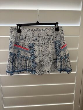 Lucky in Love Blue Snake-Print Mini Skirt/shorts attached with Pink Stripe